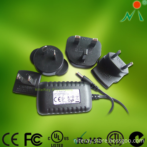 Us, EU, UK, Au Interchangeable Plugs Adaptor Switching Power Supply Adapter
